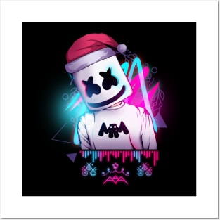 Marshmello \\ neon Merry Christmas Posters and Art